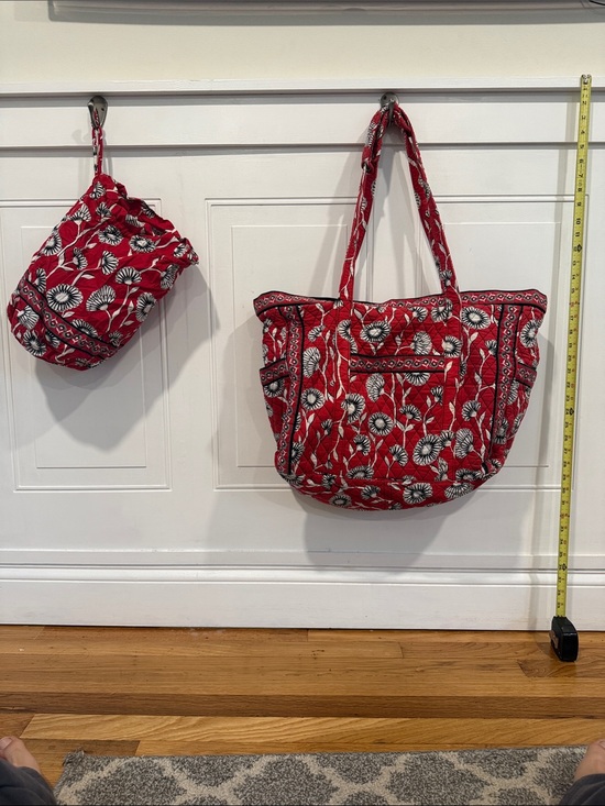 Vera Bradley Handbags - Vera Bradley Red Quilted Floral Shoulder Tote